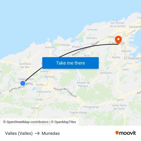 Valles (Valles) to Muriedas map