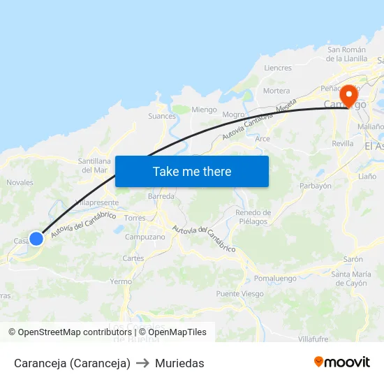 Caranceja (Caranceja) to Muriedas map