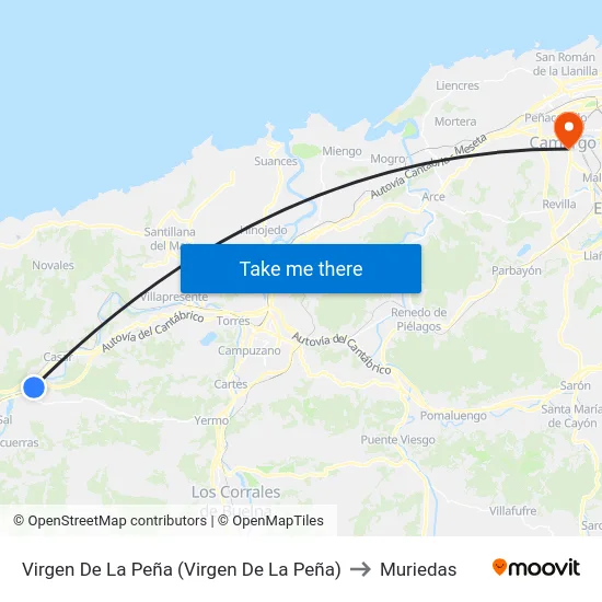 Virgen De La Peña (Virgen De  La Peña) to Muriedas map