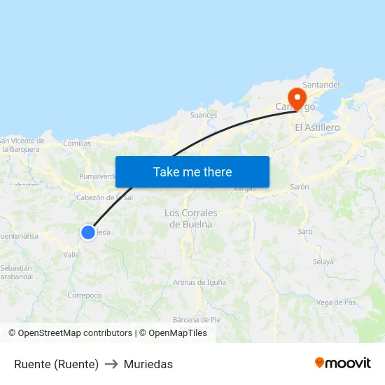 Ruente (Ruente) to Muriedas map