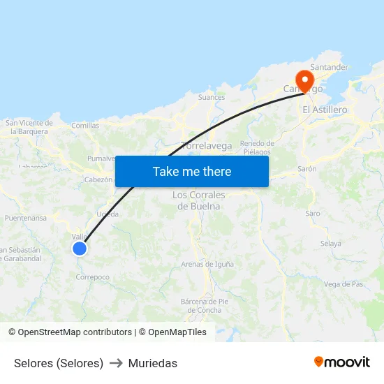 Selores (Selores) to Muriedas map