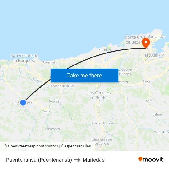 Puentenansa (Puentenansa) to Muriedas map
