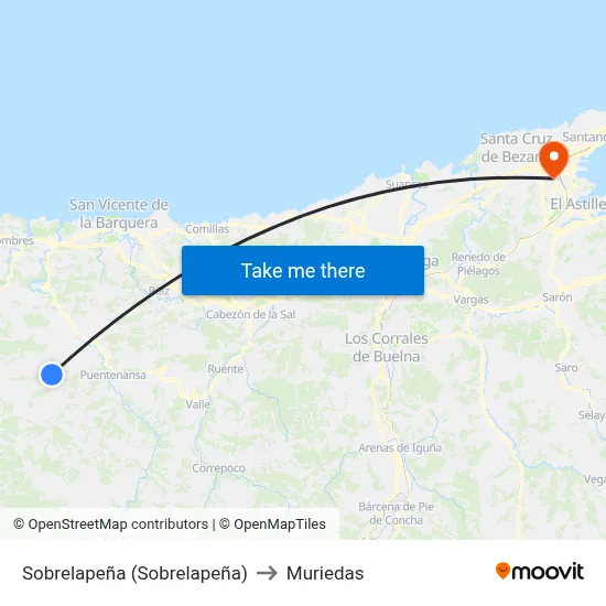 Sobrelapeña (Sobrelapeña) to Muriedas map