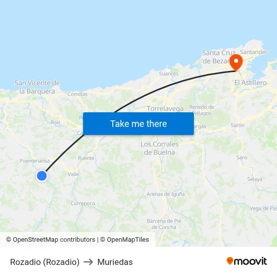 Rozadio (Rozadio) to Muriedas map