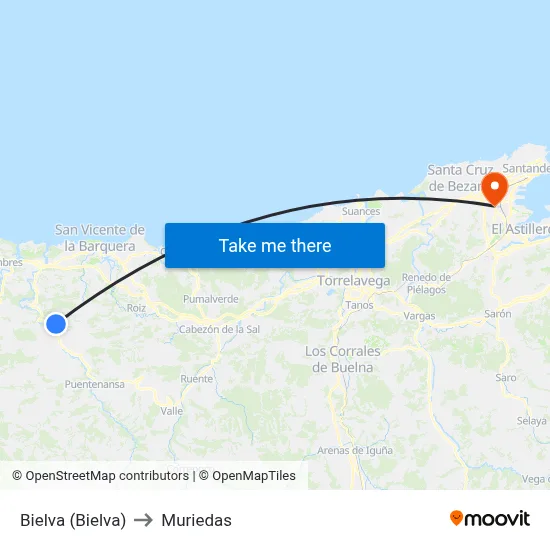 Bielva (Bielva) to Muriedas map
