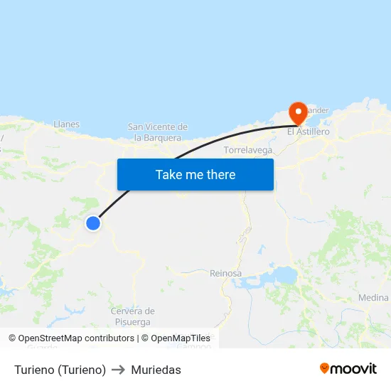 Turieno (Turieno) to Muriedas map