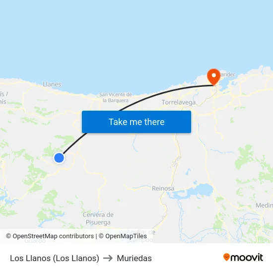 Los Llanos (Los Llanos) to Muriedas map