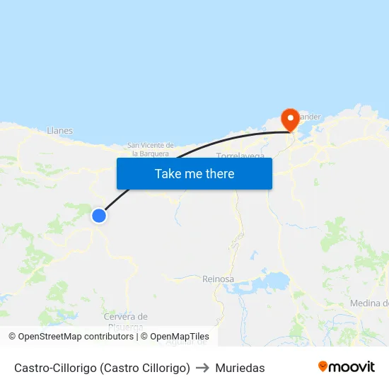 Castro-Cillorigo (Castro Cillorigo) to Muriedas map