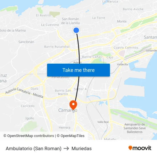 Ambulatorio (San Roman) to Muriedas map