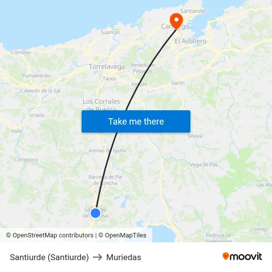 Santiurde (Santiurde) to Muriedas map