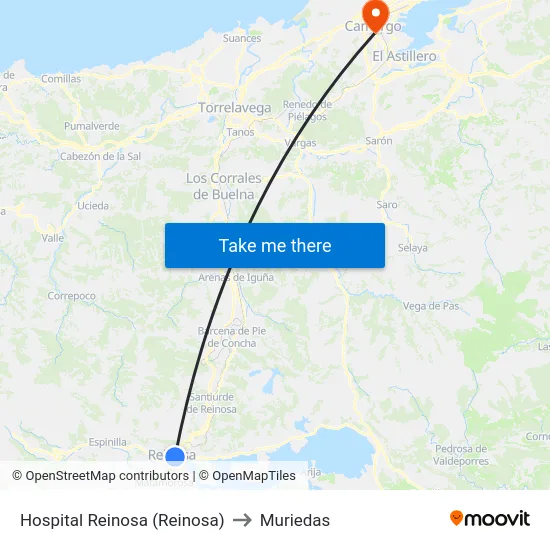 Hospital Reinosa (Reinosa) to Muriedas map