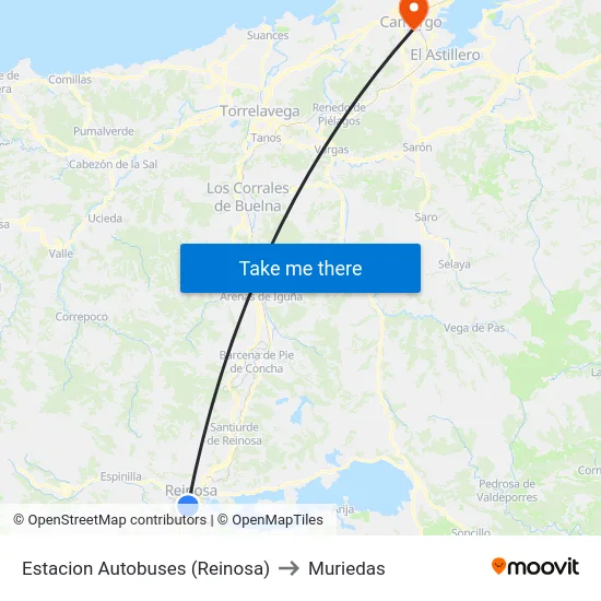 Estacion Autobuses (Reinosa) to Muriedas map