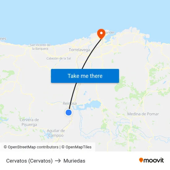 Cervatos (Cervatos) to Muriedas map