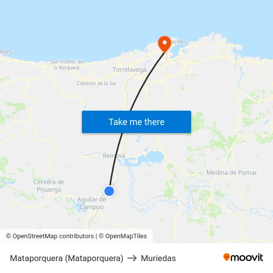 Mataporquera (Mataporquera) to Muriedas map