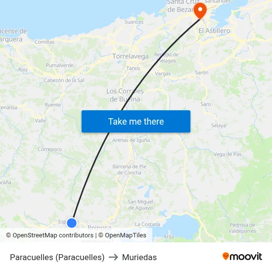 Paracuelles (Paracuelles) to Muriedas map