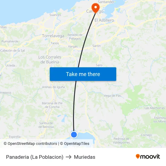 Panaderia (La Poblacion) to Muriedas map