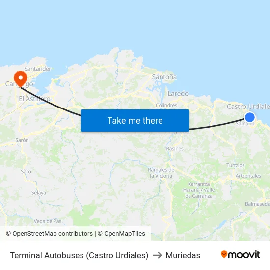 Terminal Autobuses (Castro Urdiales) to Muriedas map