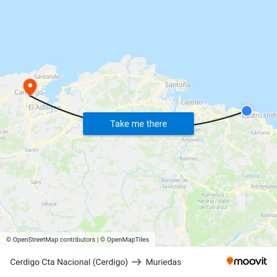 Cerdigo Cta Nacional (Cerdigo) to Muriedas map