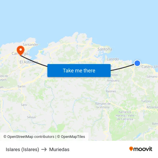 Islares (Islares) to Muriedas map