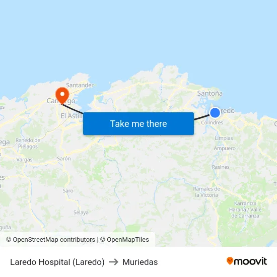 Laredo Hospital (Laredo) to Muriedas map