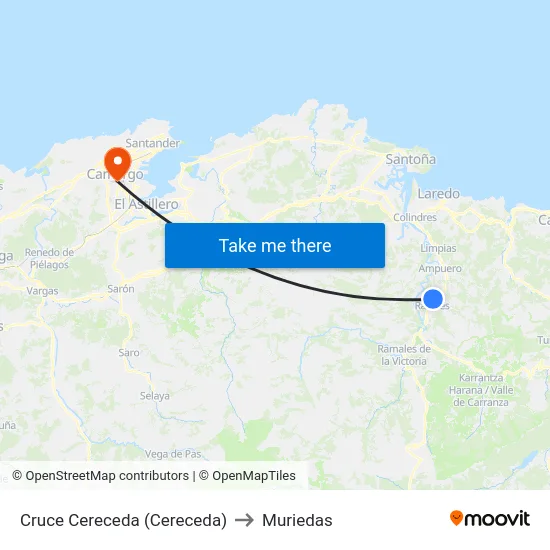 Cruce Cereceda (Cereceda) to Muriedas map