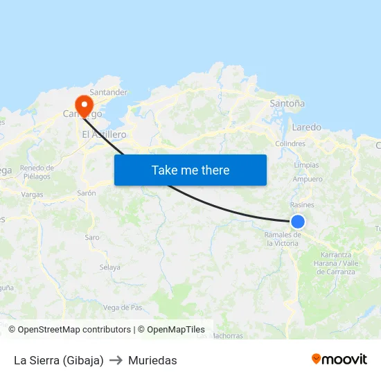 La Sierra (Gibaja) to Muriedas map
