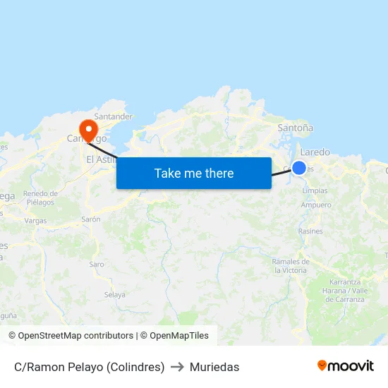 C/Ramon Pelayo (Colindres) to Muriedas map