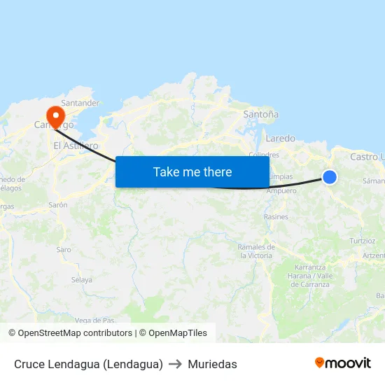 Cruce Lendagua (Lendagua) to Muriedas map
