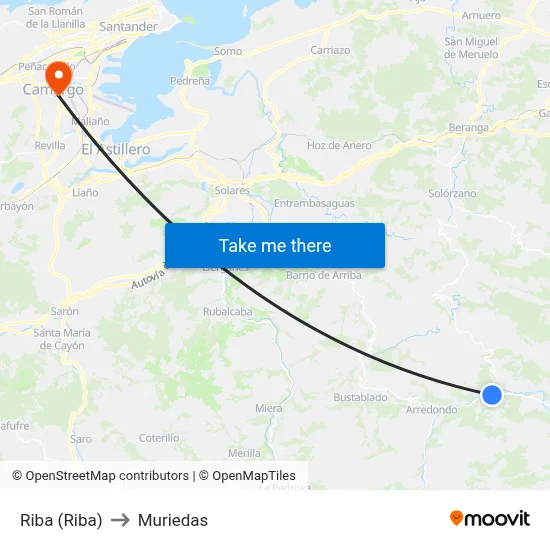 Riba (Riba) to Muriedas map