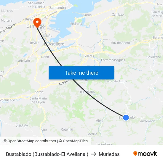 Bustablado (Bustablado-El Avellanal) to Muriedas map