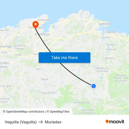 Veguilla (Veguilla) to Muriedas map