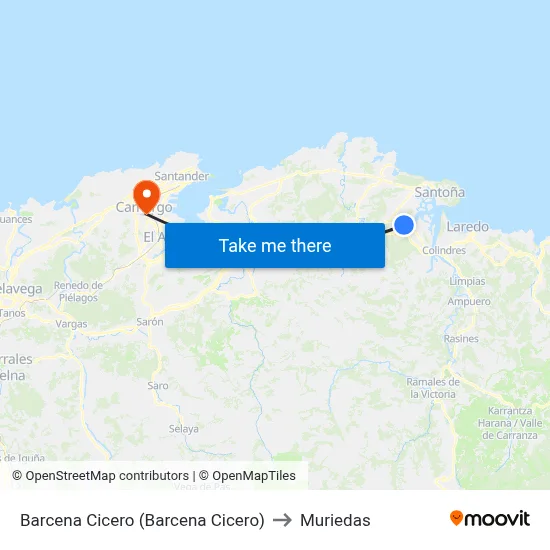 Barcena Cicero (Barcena Cicero) to Muriedas map