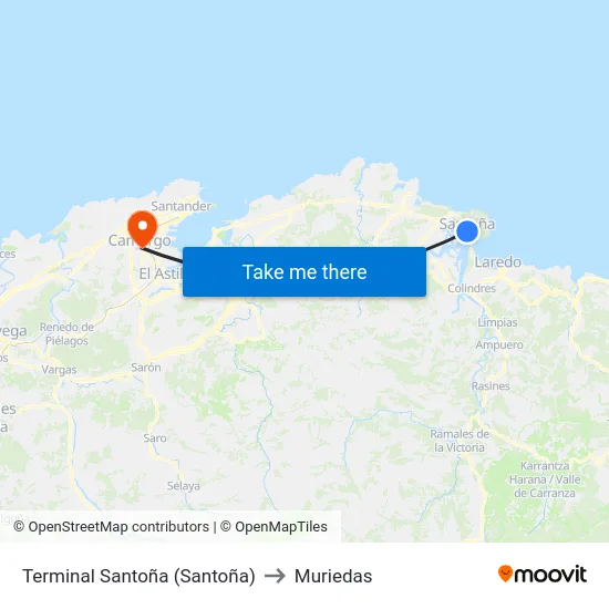 Terminal Santoña (Santoña) to Muriedas map