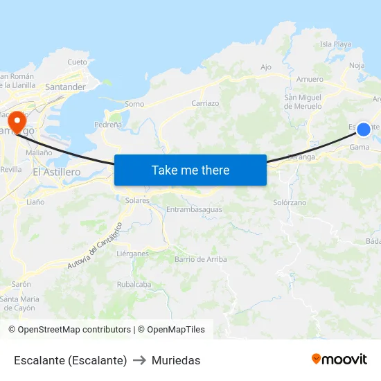 Escalante (Escalante) to Muriedas map