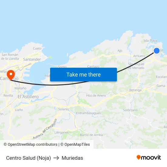 Centro Salud (Noja) to Muriedas map