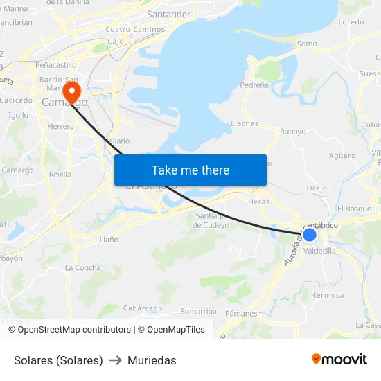 Solares (Solares) to Muriedas map