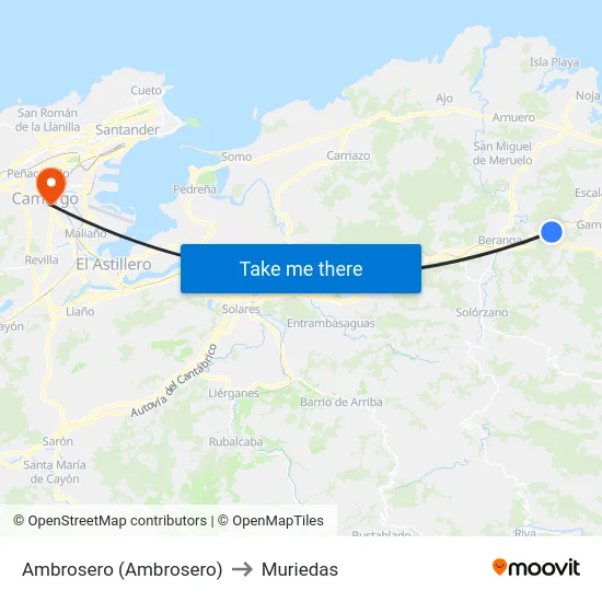 Ambrosero (Ambrosero) to Muriedas map