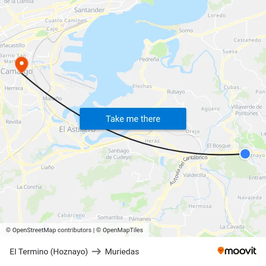 El Termino (Hoznayo) to Muriedas map