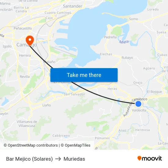 Bar Mejico (Solares) to Muriedas map
