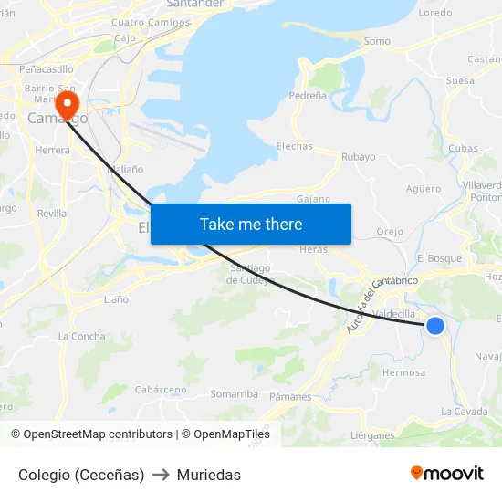 Colegio (Ceceñas) to Muriedas map
