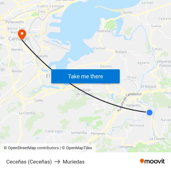 Ceceñas (Ceceñas) to Muriedas map