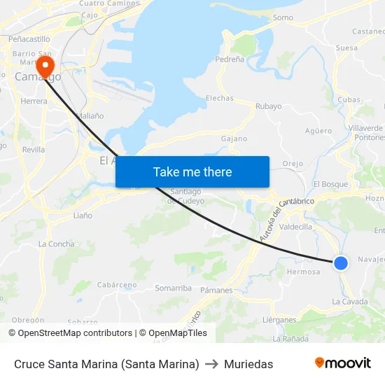 Cruce Santa Marina (Santa Marina) to Muriedas map