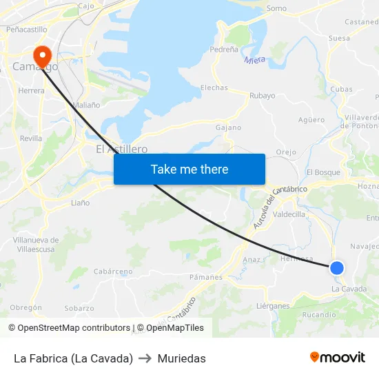 La Fabrica (La Cavada) to Muriedas map