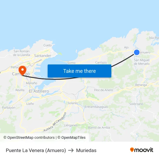 Puente La Venera (Arnuero) to Muriedas map