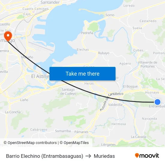 Barrio Elechino (Entrambasaguas) to Muriedas map