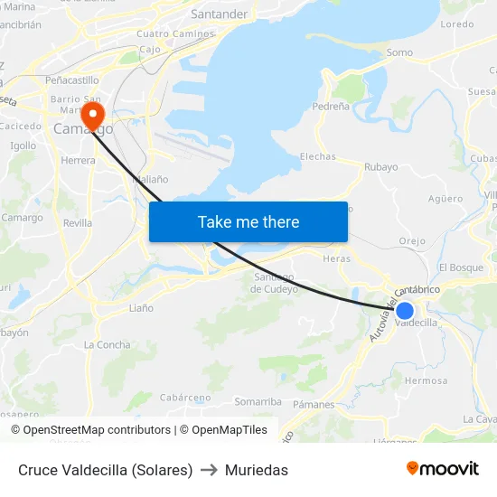Cruce Valdecilla (Solares) to Muriedas map