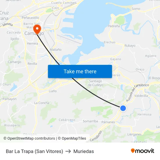 Bar La Trapa (San Vitores) to Muriedas map