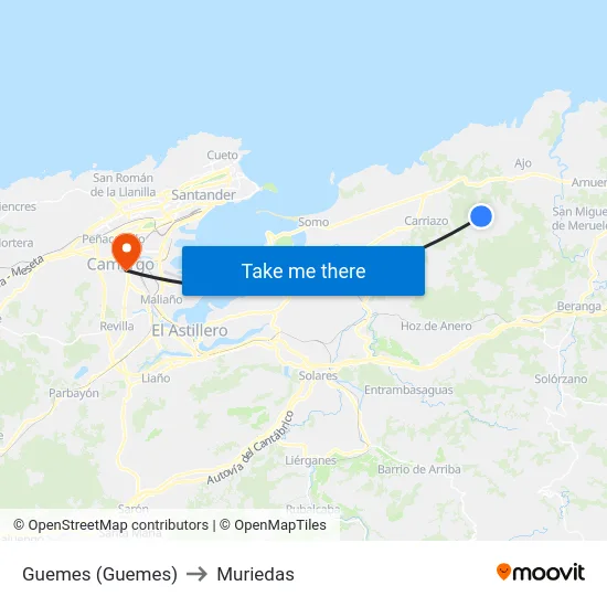 Guemes (Guemes) to Muriedas map