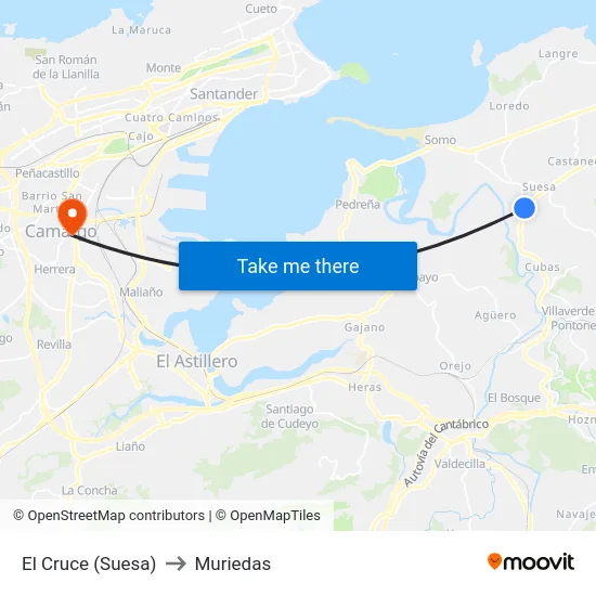 El Cruce (Suesa) to Muriedas map