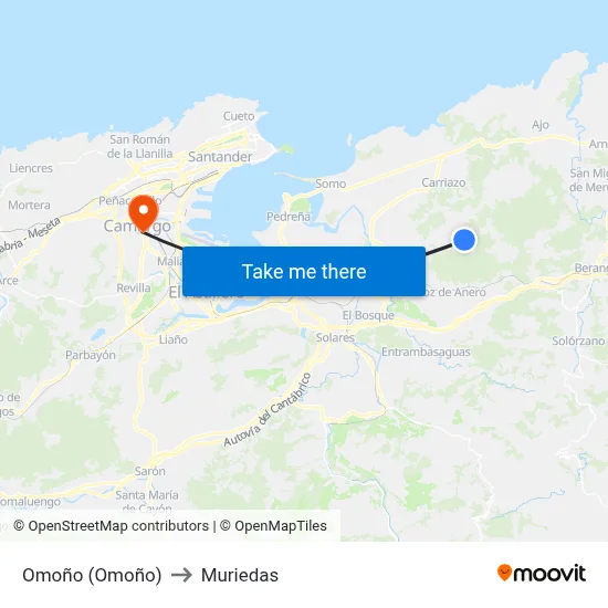 Omoño (Omoño) to Muriedas map